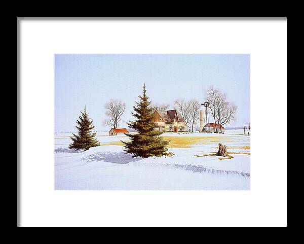 Landscape Framed Print featuring the painting Halfway into January by Conrad Mieschke