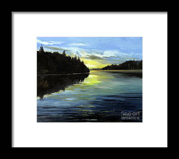 Water Framed Print featuring the painting Haliburton Sunrise by William Band
