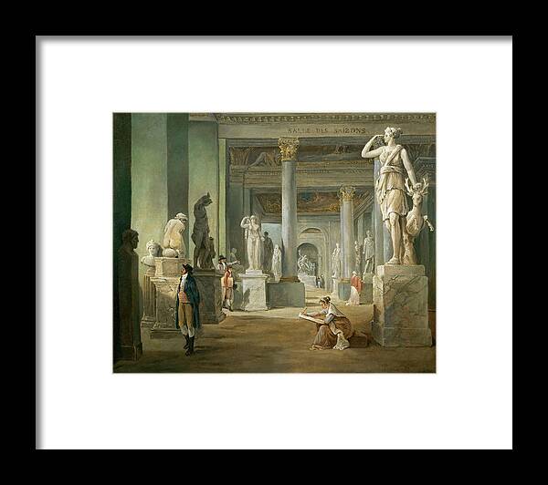 Hubert Robert Framed Print featuring the painting Hall of Seasons at the Louvre by Hubert Robert