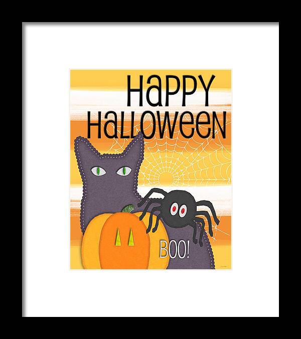 Happy Halloween Framed Print featuring the digital art Halloween Friends- Art by Linda Woods by Linda Woods