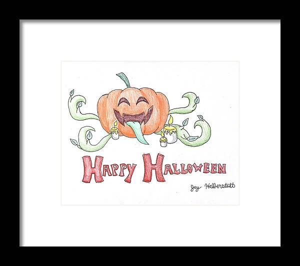 Halloween Framed Print featuring the drawing Halloween by Jayson Halberstadt