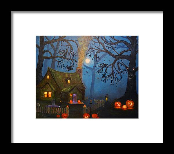 Halloween Framed Print featuring the painting Halloween Night by Ken Figurski