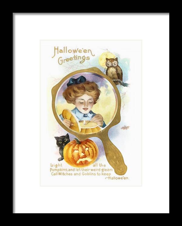Halloween Greeting Framed Print featuring the photograph Halloween Owl by Unknown