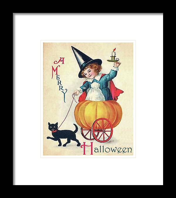 Little Girl Framed Print featuring the mixed media Halloween ride by Long Shot
