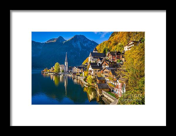 Alpine Framed Print featuring the photograph Hallstatt in fall by JR Photography