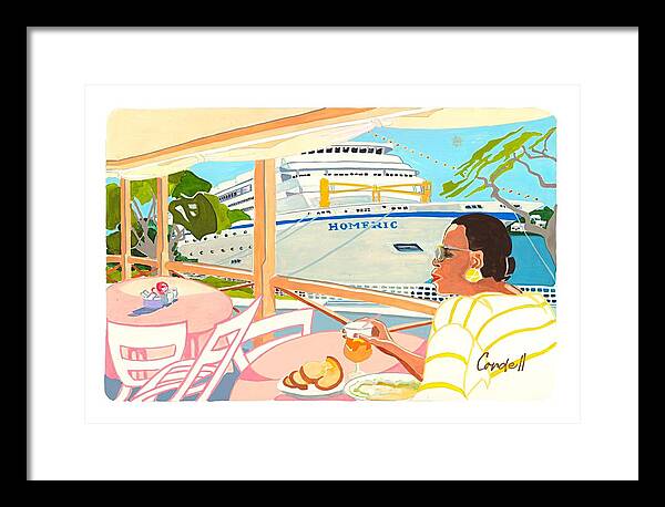 Cruise Destinations Framed Print featuring the painting Hamilton's Kerbside Wharf - Bermuda by Joan Cordell