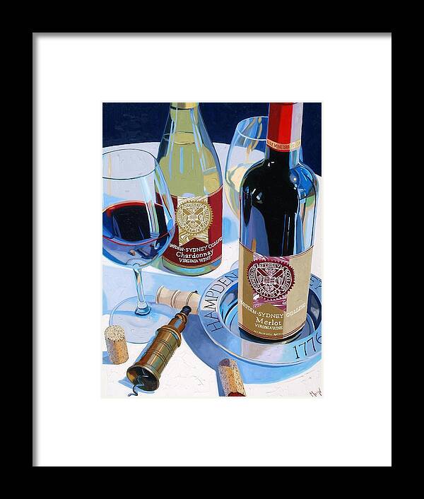 Wine Framed Print featuring the painting Hampden Sydney Red and White Number One by Christopher Mize