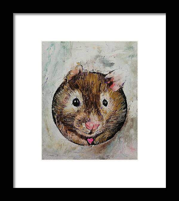 Hamster Framed Print featuring the painting Hamster Love by Michael Creese