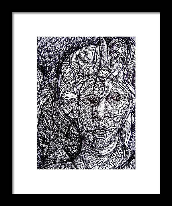 Ink Dawing Framed Print featuring the drawing Hand in Mind by Stephen Hawks