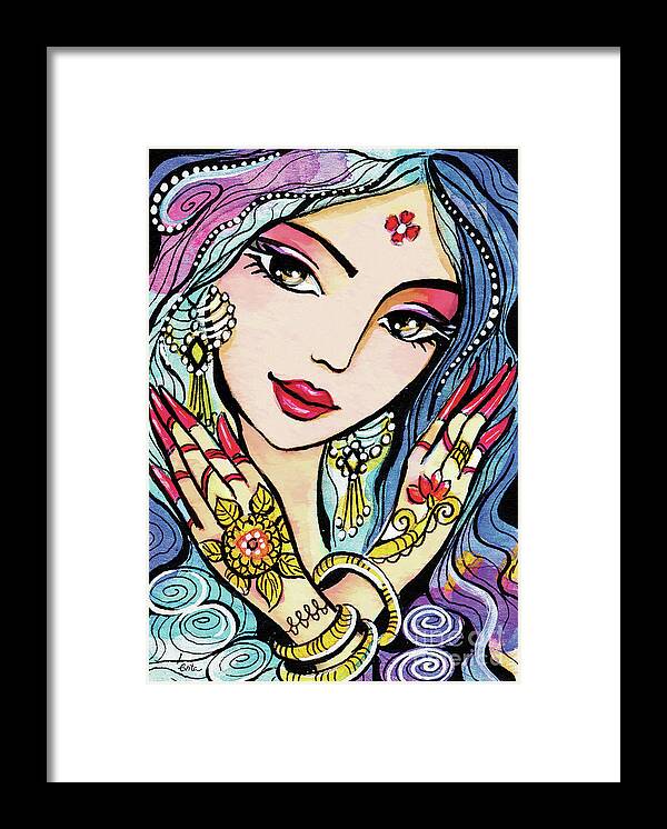 Indian Woman Framed Print featuring the painting Hands of India by Eva Campbell