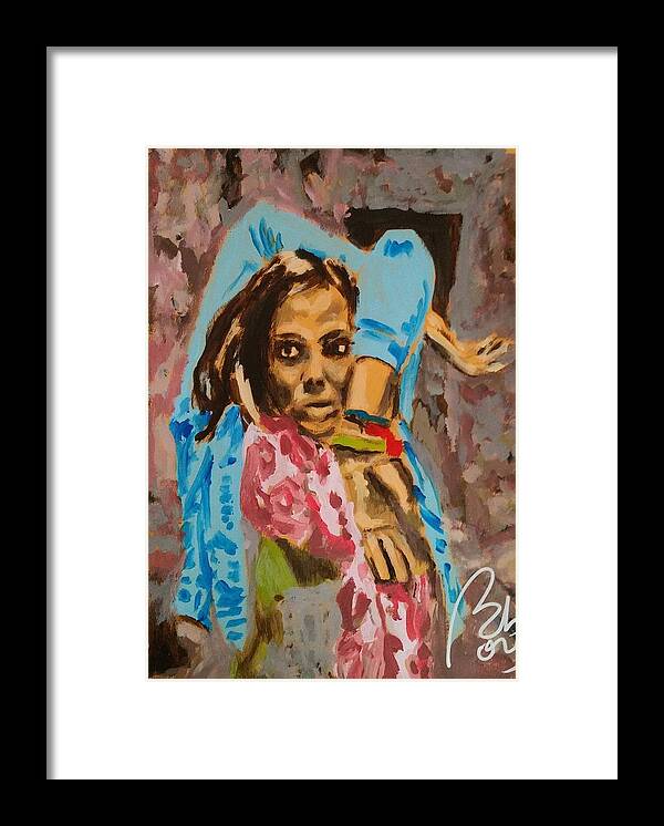 Pose Framed Print featuring the painting Hands up sketch I by Bachmors Artist