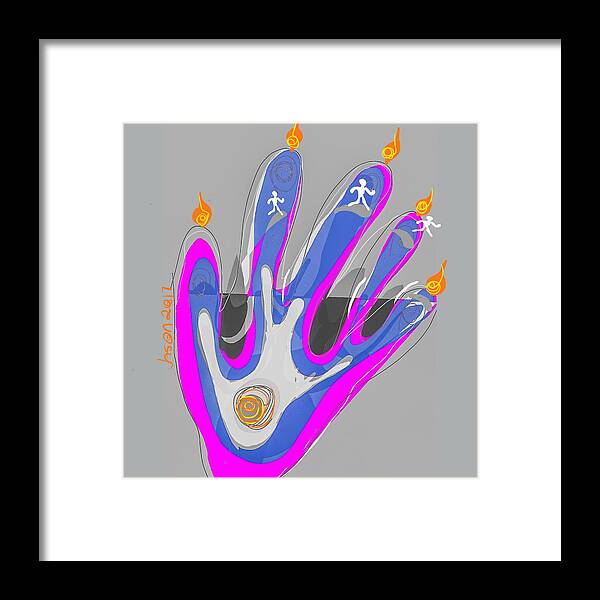 Hand Framed Print featuring the digital art Handy Man by Jason Nicholas