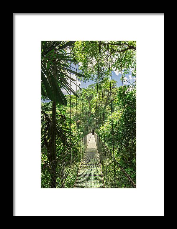 Architecture Framed Print featuring the photograph Hanging Bridge by Garry Loss