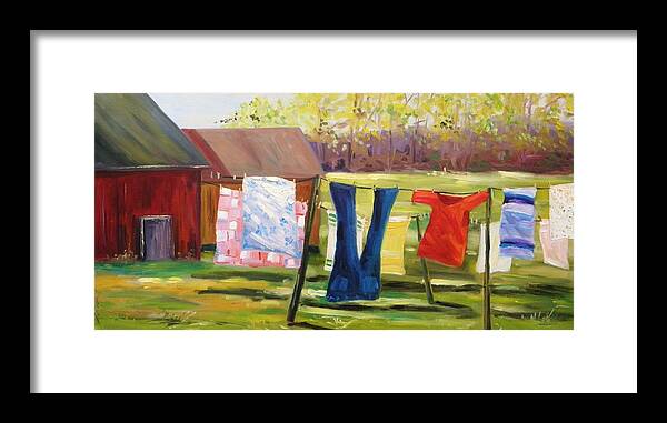 Laundry Framed Print featuring the painting Hanging Out Back by John Williams