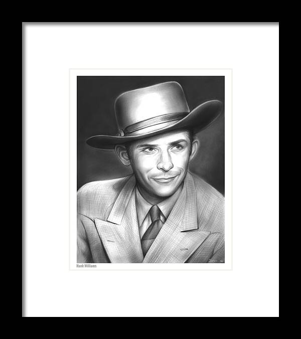 Hank Williams Framed Print featuring the drawing Hank Williams by Greg Joens