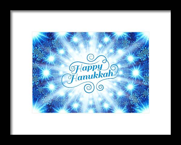 Hanukkah Framed Print featuring the digital art Hanukkah Greeting Card VIII by Aurelio Zucco