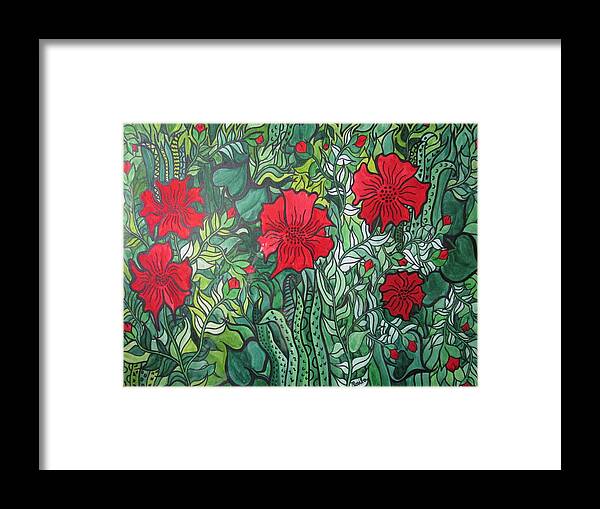 Floral Framed Print featuring the painting Happiness by Rosita Larsson