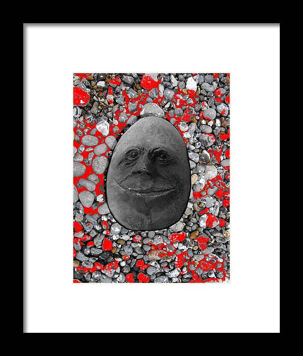 Alien Framed Print featuring the photograph Happy Alien Monster Rock face , unusual stone grey by Tom Conway