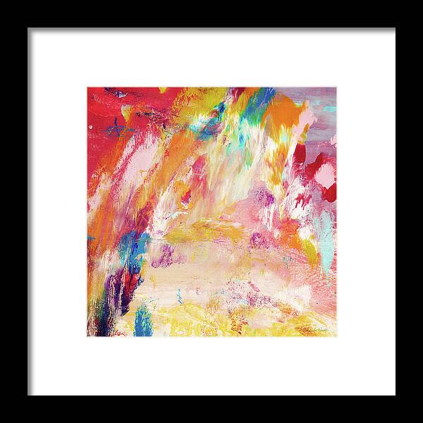 Abstract Painting Framed Print featuring the painting Happy Day- Abstract Art by Linda Woods by Linda Woods