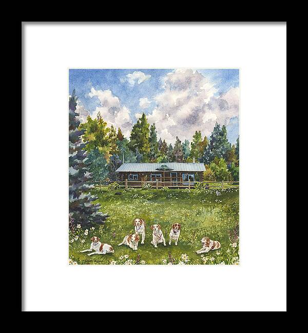 Dog Painting Framed Print featuring the painting Happy Dogs by Anne Gifford