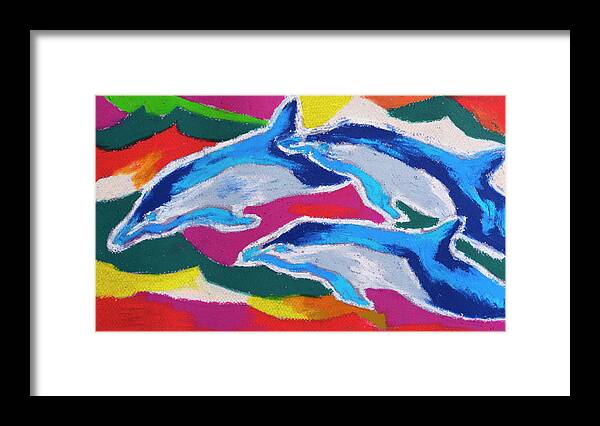 Dolphin Framed Print featuring the painting Happy Dolphin Dance by Stephen Anderson