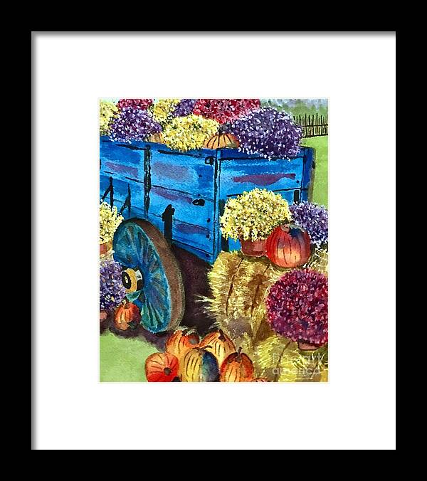 Greeting Card Framed Print featuring the painting Happy Fall Harvest by Sue Carmony
