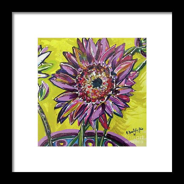 Floral Framed Print featuring the painting Happy Flower by Catherine Gruetzke-Blais