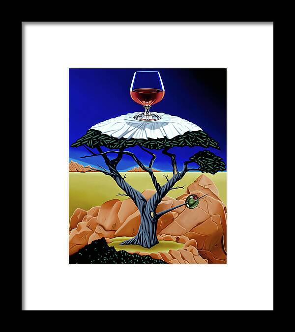 Cypress Tree Framed Print featuring the painting Happy Hour at the Midreal Cypress by Paxton Mobley