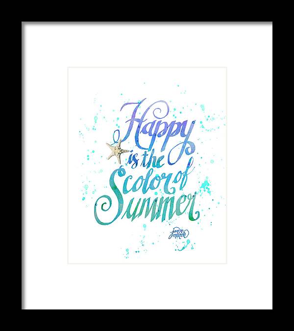 Happy Framed Print featuring the drawing Happy is the Color of Summer by Jan Marvin #1 by Jan Marvin