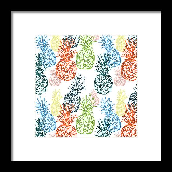 Pineapple Framed Print featuring the digital art Happy Pineapple- Art by Linda Woods by Linda Woods