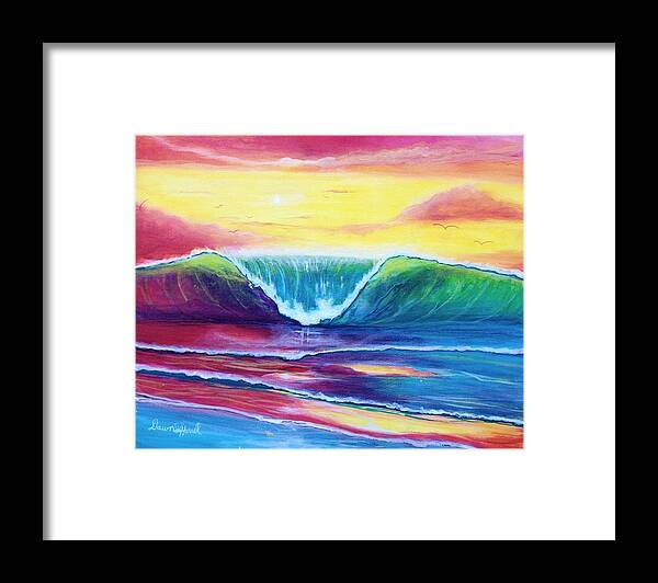 Surf Framed Print featuring the painting Happy Wave by Dawn Harrell