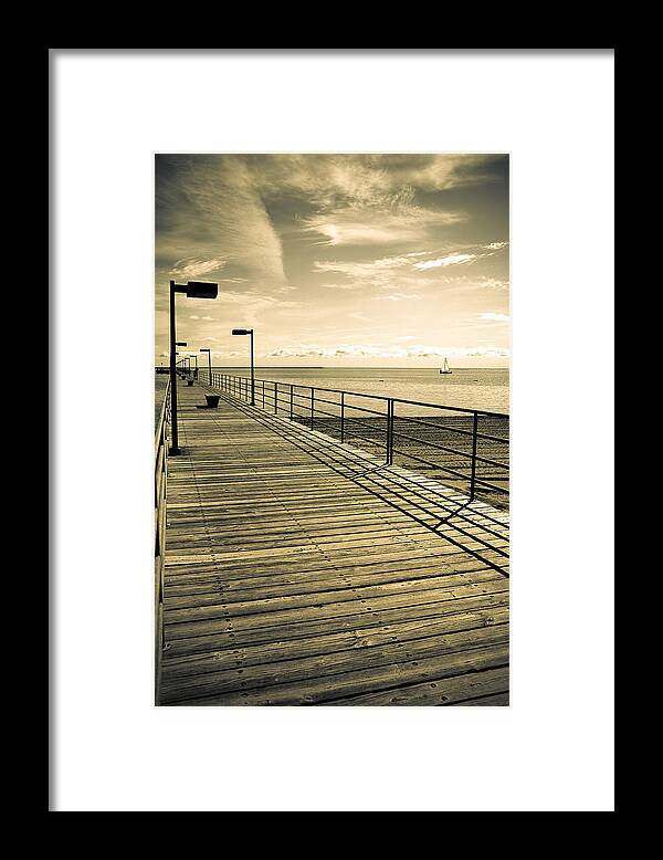 Harbor Framed Print featuring the photograph Harbor Beach Michigan Boardwalk by LeeAnn McLaneGoetz McLaneGoetzStudioLLCcom