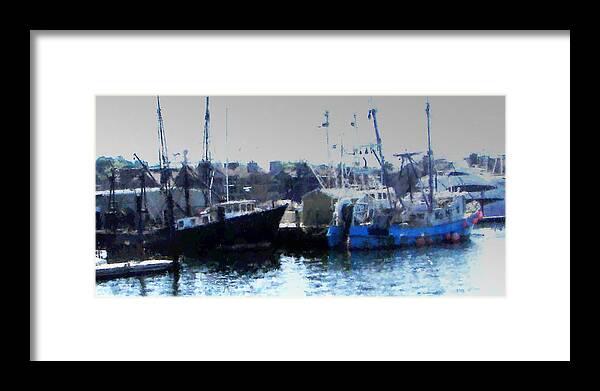 Harbor Framed Print featuring the painting Harbor Boats by Thomas Tribby