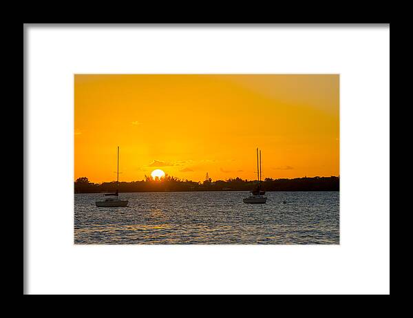 Harbour Framed Print featuring the photograph Harbour Sunset by Kevin Cable