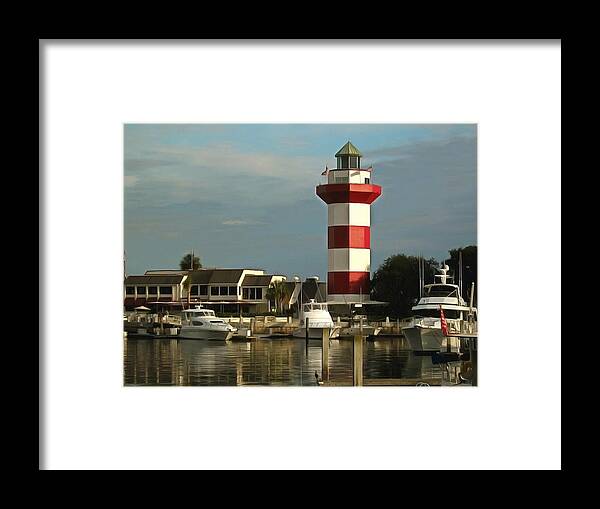 Harbour Town Light Framed Print featuring the photograph Harbour Town Light Hilton Head South Carolina by Harbour Town Light Hilton Head South Carolina