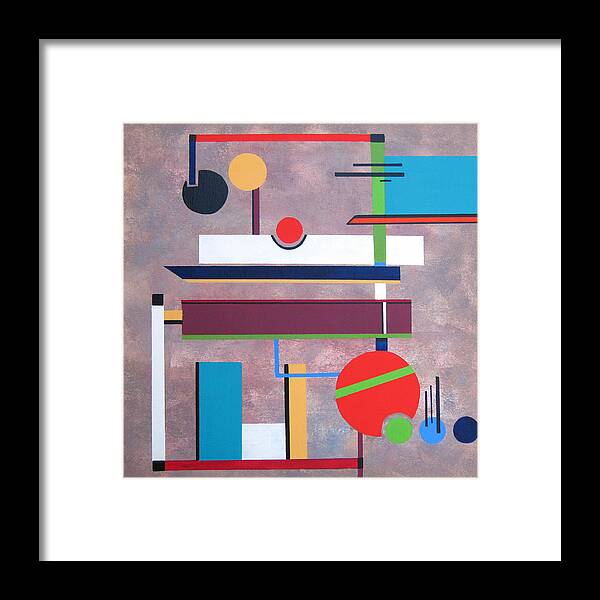 Abstract Framed Print featuring the painting Hard Edge Abstract by Vicki Brevell
