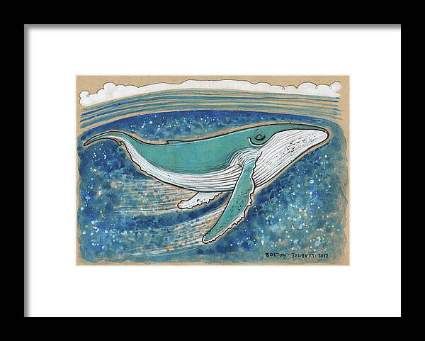 Humpback Whale Framed Print featuring the mixed media Harmonious Humpback Whale by Maria Bolton-Joubert