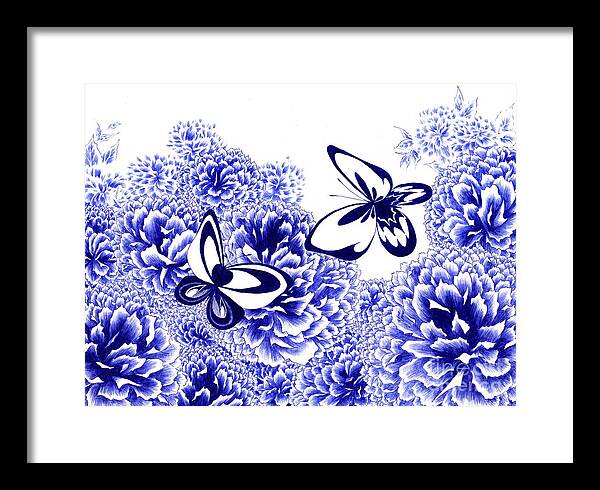 Butterflies Framed Print featuring the drawing Harmony by Alice Chen