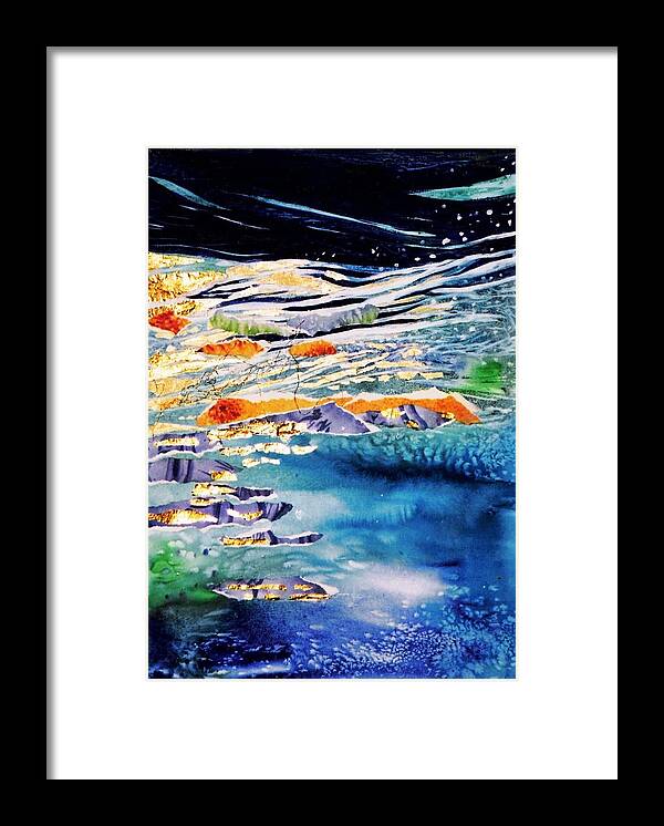  Abstract Framed Print featuring the painting Harmony in Blue and Gold by Trudi Doyle