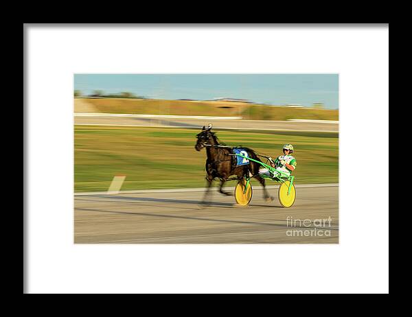 Race Framed Print featuring the photograph Harness Racing - slow shutter panned image by Les Palenik