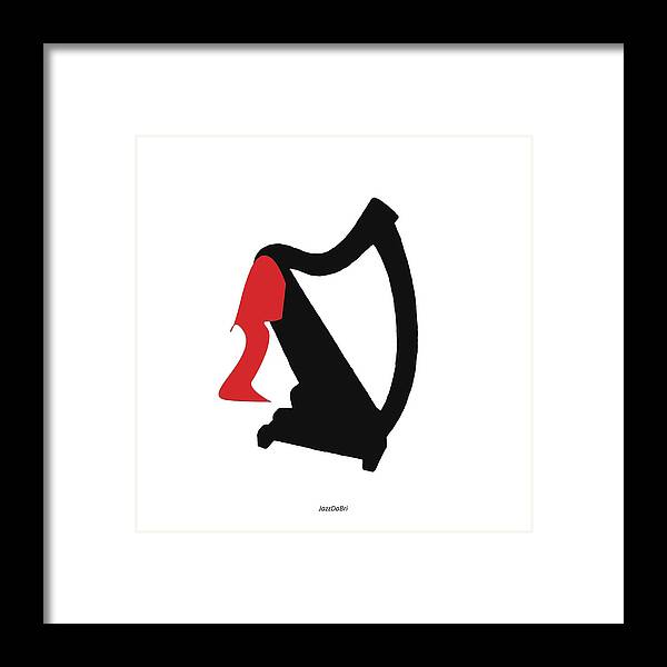 Harp Instructor Framed Print featuring the digital art Harp in Red by David Bridburg