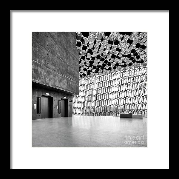 Architecture Framed Print featuring the photograph Harpa Interior, Reykjavik by David Bleeker