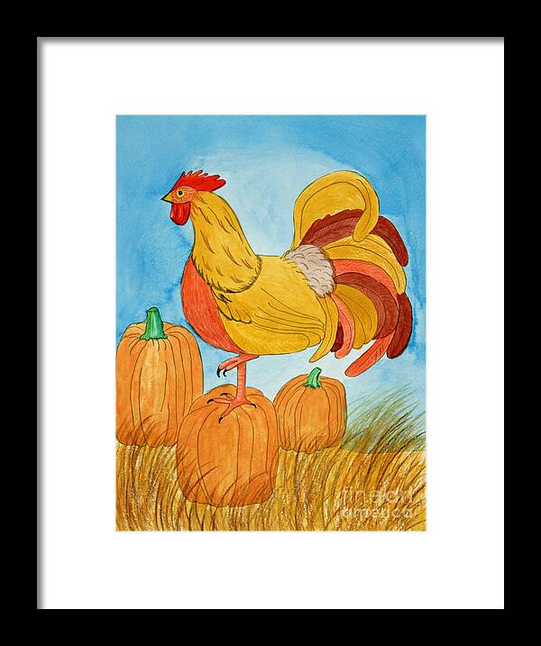 Harvest Framed Print featuring the painting Harvest Rooster by Norma Appleton