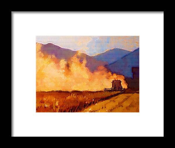 Field Framed Print featuring the painting Harvest Time by Robert Bissett