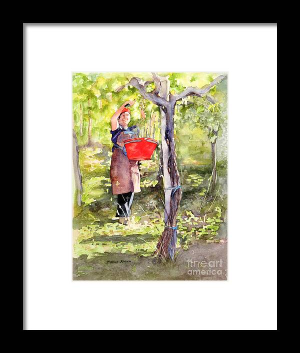 Harvest Framed Print featuring the painting Harvesting Anna's Grapes by Bonnie Rinier