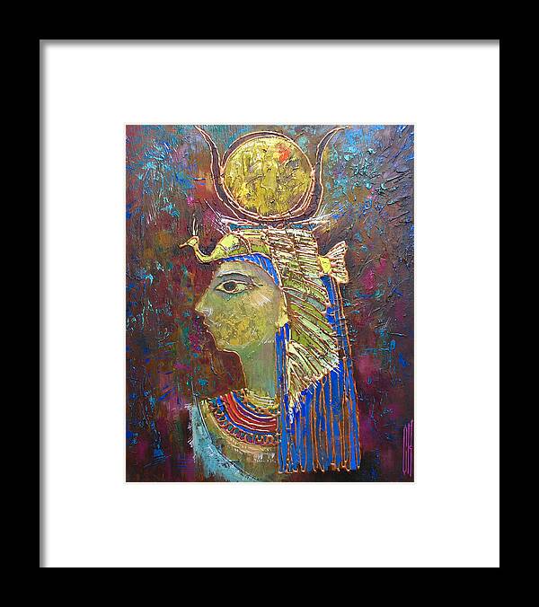 Hathor Framed Print featuring the painting Hathor. Goddess of Egypt by Valentina Kondrashova