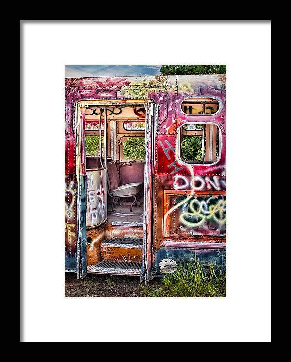 Graffiti Framed Print featuring the photograph Haunted Graffiti Art Bus by Susan Candelario