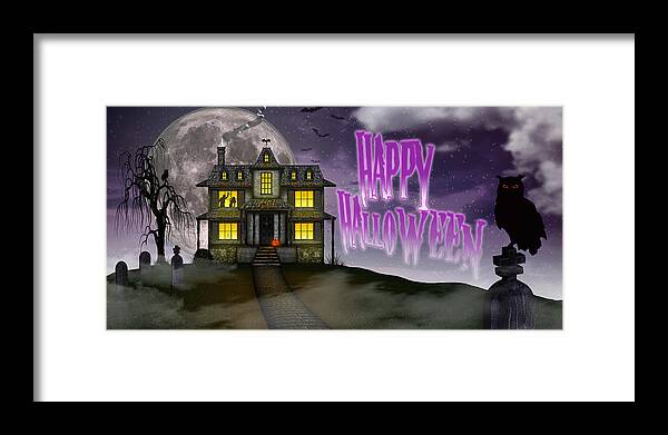 Halloween Framed Print featuring the digital art Haunted Halloween by Anthony Citro