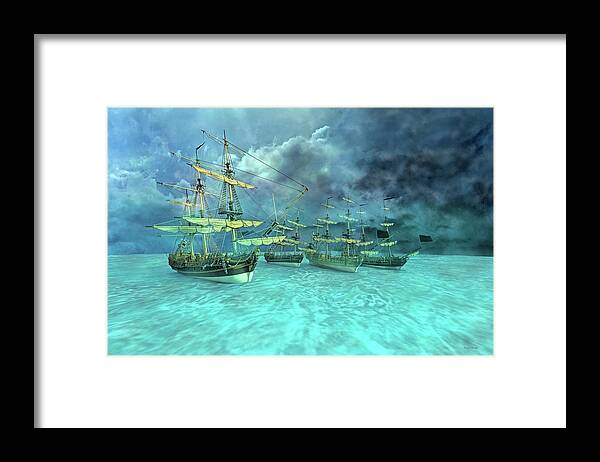 Ship Framed Print featuring the digital art Haunting Serenity Point by Betsy Knapp