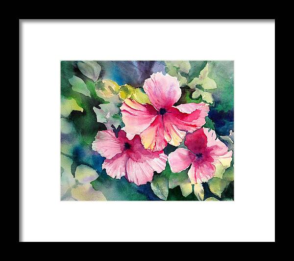 Floral Framed Print featuring the painting Hawaiian Hibiscus by Diane Fujimoto